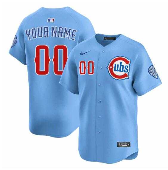Mens Chicago Cubs Customized Blue 2024-25 2nd Alternate Limited Stitched Baseball Jersey->customized mlb jersey->Custom Jersey